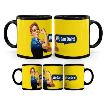 Rosie we can do it!, Κούπα Μαύρη, κεραμική, 330ml