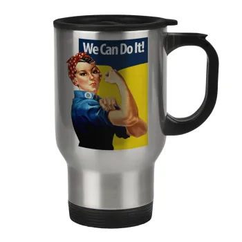 Rosie we can do it!, Κούπα ταξιδιού ανοξείδωτη με καπάκι, διπλού τοιχώματος (θερμό) 450ml