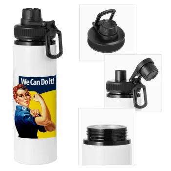 Rosie we can do it!, Metal water bottle with safety cap, aluminum 850ml