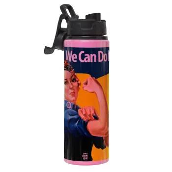 Rosie we can do it!, Μεταλλικό παγούρι νερού με καπάκι ασφαλείας, αλουμινίου 850ml