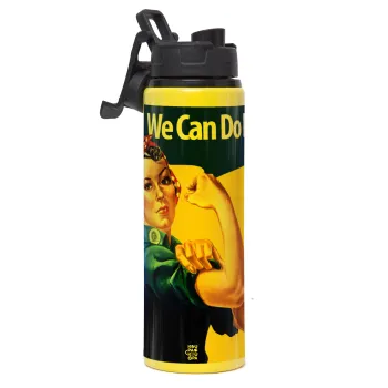 Rosie we can do it!, Μεταλλικό παγούρι νερού με καπάκι ασφαλείας, αλουμινίου 850ml