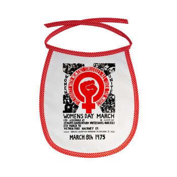 Women's day 1975 poster, Σαλιάρα μωρού αλέκιαστη με κορδόνι Κόκκινη