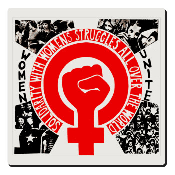Women's day 1975 poster, Τετράγωνο μαγνητάκι ξύλινο 6x6cm
