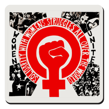 Women's day 1975 poster, Τετράγωνο μαγνητάκι ξύλινο 9x9cm