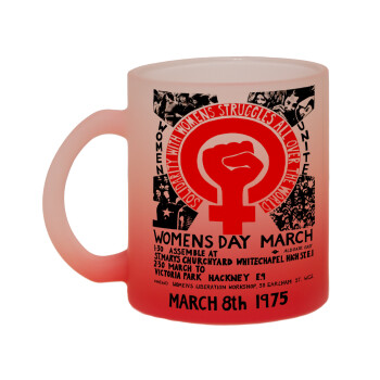 Women's day 1975 poster, Κούπα γυάλινη δίχρωμη με βάση το κόκκινο ματ, 330ml