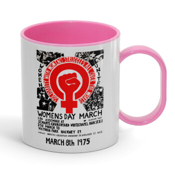 Women's day 1975 poster, Κούπα (πλαστική) (BPA-FREE) Polymer Ροζ για παιδιά, 330ml