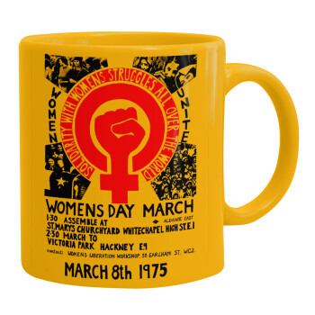 Women's day 1975 poster, Κούπα, κεραμική κίτρινη, 330ml (1 τεμάχιο)