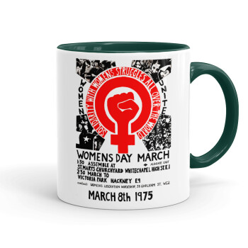 Women's day 1975 poster, Mug colored green, ceramic, 330ml