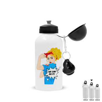 We can do it!, Metal water bottle, White, aluminum 500ml