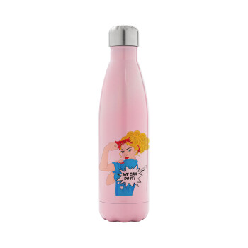 We can do it!, Metal mug thermos Pink Iridiscent (Stainless steel), double wall, 500ml