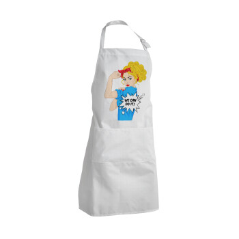 We can do it!, Adult Chef Apron (with sliders and 2 pockets)