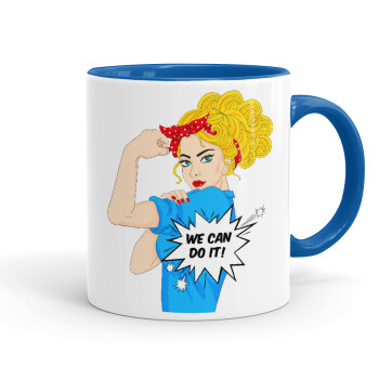 We can do it!, Mug colored blue, ceramic, 330ml