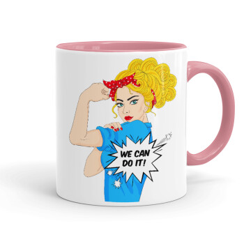 We can do it!, Mug colored pink, ceramic, 330ml