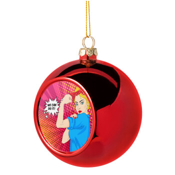 We can do it!, Χριστουγεννιάτικη μπάλα δένδρου Κόκκινη 8cm