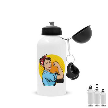 Strong Women, Metal water bottle, White, aluminum 500ml