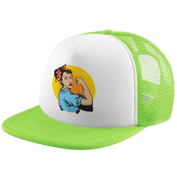 Strong Women, Καπέλο Soft Trucker με Δίχτυ Πράσινο/Λευκό