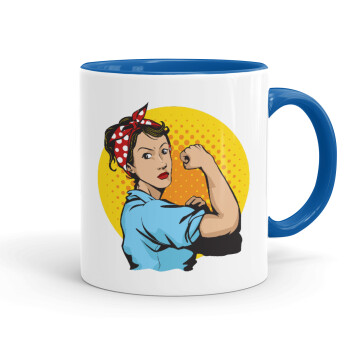 Strong Women, Mug colored blue, ceramic, 330ml