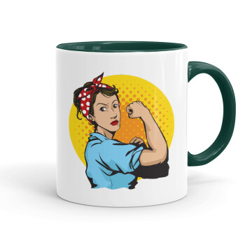 Strong Women, Mug colored green, ceramic, 330ml