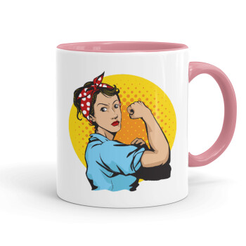 Strong Women, Mug colored pink, ceramic, 330ml