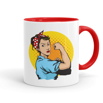 Strong Women, Mug colored red, ceramic, 330ml