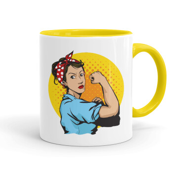 Strong Women, Mug colored yellow, ceramic, 330ml