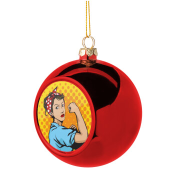 Strong Women, Χριστουγεννιάτικη μπάλα δένδρου Κόκκινη 8cm