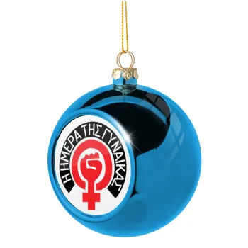 Ημέρα της γυναίκας, Blue Christmas tree ball ornament 8cm