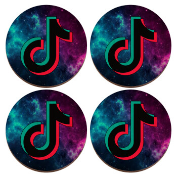tiktok space galaxy, ΣΕΤ x4 Σουβέρ ξύλινα στρογγυλά plywood (9cm)