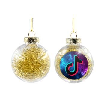 tiktok space galaxy, Transparent Christmas tree ball ornament with gold filling 8cm