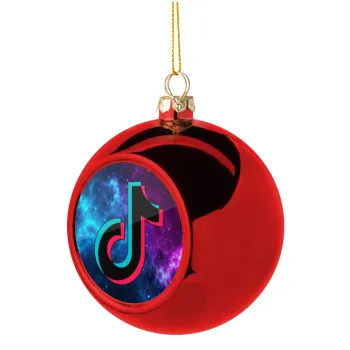 tiktok space galaxy, Christmas tree ball Red 8cm