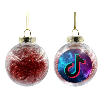 tiktok space galaxy, Transparent Christmas tree ball ornament with red filling 8cm