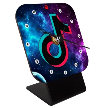 tiktok space galaxy, Επιτραπέζιο ρολόι ξύλινο με δείκτες (10cm)