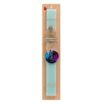 tiktok space galaxy, Easter Set, wooden keychain & aromatic flat Easter candle (30cm) (TURQUOISE)