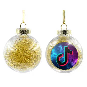 tiktok space galaxy, Transparent Christmas tree ball ornament with gold filling 8cm