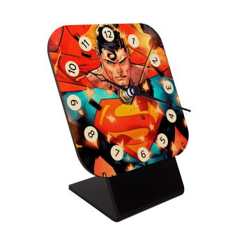 Superman angry, Quartz Table clock in natural wood (10cm)