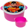 Superman angry, ΡΟΖ παιδικό δοχείο φαγητού (lunchbox) πλαστικό (BPA-FREE) Lunch Βox M16 x Π16 x Υ8cm