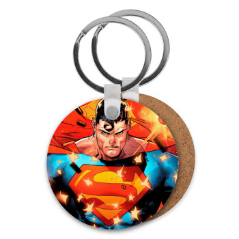 Superman angry, Μπρελόκ Ξύλινο στρογγυλό MDF Φ5cm