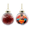 Transparent Christmas tree ball ornament with red filling 8cm