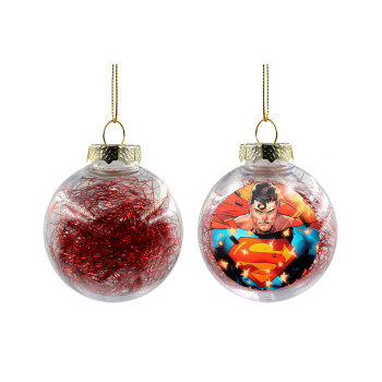 Superman angry, Transparent Christmas tree ball ornament with red filling 8cm