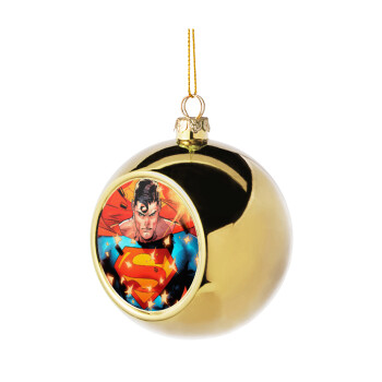Superman angry, Χριστουγεννιάτικη μπάλα δένδρου Χρυσή 8cm