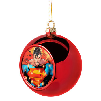 Superman angry, Χριστουγεννιάτικη μπάλα δένδρου Κόκκινη 8cm
