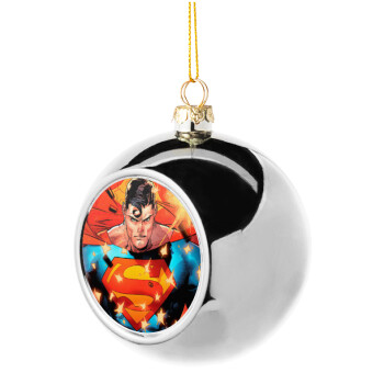 Superman angry, Χριστουγεννιάτικη μπάλα δένδρου Ασημένια 8cm
