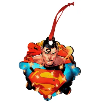 Superman angry, Christmas ornament snowflake wooden 7.5cm