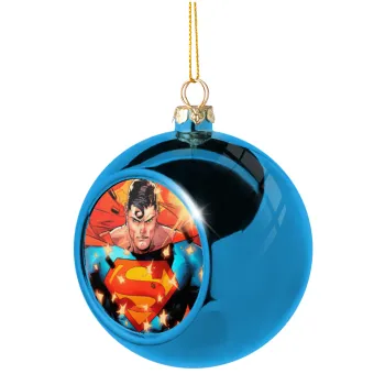 Superman angry, Blue Christmas tree ball ornament 8cm