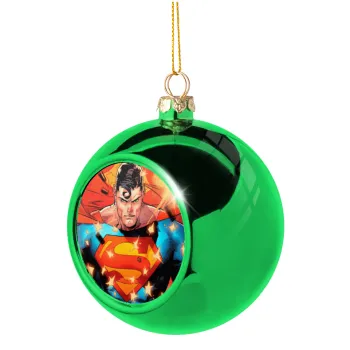 Superman angry, Green Christmas tree ornament ball 8cm