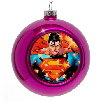 Superman angry, Purple Christmas tree ornament bauble 8cm