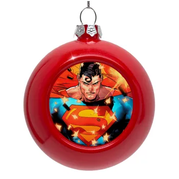 Superman angry, Red Christmas tree ornament bauble 8cm
