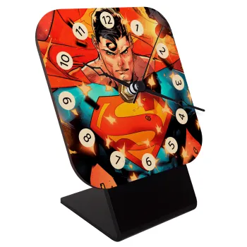 Superman angry, Επιτραπέζιο ρολόι σε φυσικό ξύλο (10cm)