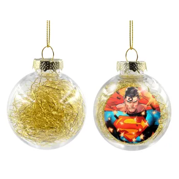 Superman angry, Transparent Christmas tree ball ornament with gold filling 8cm