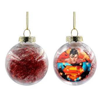 Superman angry, Transparent Christmas tree ball ornament with red filling 8cm